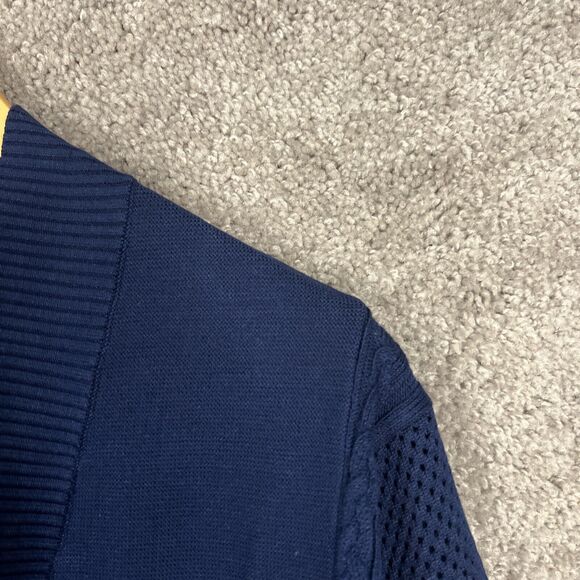 Faith & Zoe Cardigan Sweater Womens Medium Navy Blue Mesh Long Sleeve Open - Picture 6 of 12